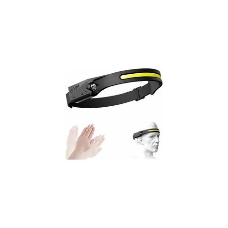 Lampe frontale LED COB rechargeable USB, 230°, capteur mouvement, étanche, classe A+ – (1/5)