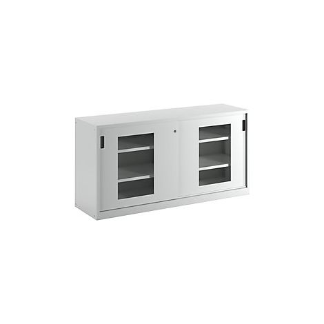 Armario de puertas correderas con ventanillas  4 baldas  gris (1/5)