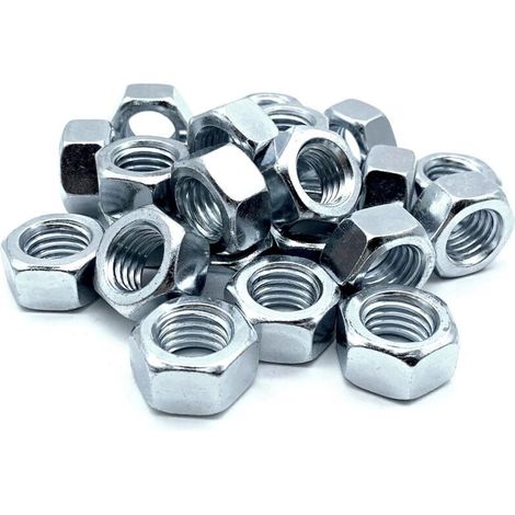 Ecrou 50 Ecrou Hexagonal M6 5mm x 10mm Acier Galvanisé DIN 934 Écrou M6 pour Boulons et Écrous, Éléments d'Accouplement, Réglage et Fixation Intérieur et Extérieur (1/5)