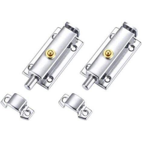 Verrou Porte en Acier Inox Loquets de Loquet de Verrouillage Automatique Verrou Bouton pour Intérieur Porte Placard Fenêtre Chambre 2 pièces Ternel (1/4)