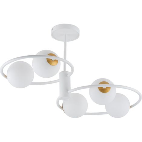 Plafonnier blanc moderne Aqua 5 globes verre G9 Sigma (1/3)