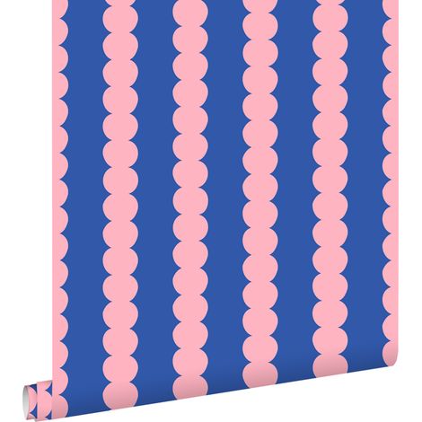 papier peint dessin graphique rose et bleu  - ESTAhome
