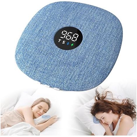 Haut-parleur sous oreiller, conçu spécifiquement pour le sommeil, adapté aux personnes dormant sur le côté, avec technologie de conduction osseuse double, bleu. (1/5)