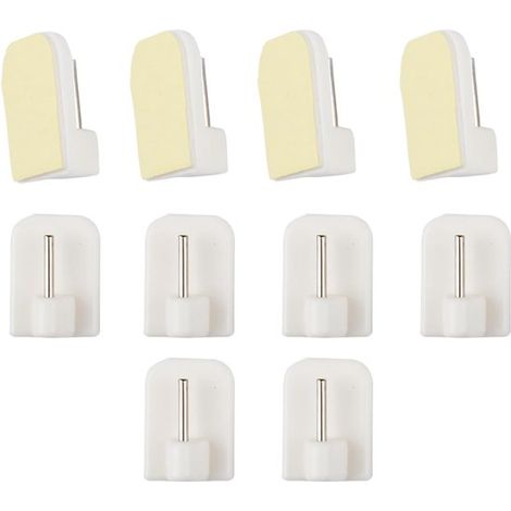 10 ganchos autoadhesivos para barras de cortina, blancos, autoadhesivos, para baño, cocina, barras de cortina (10 piezas) (1/5)