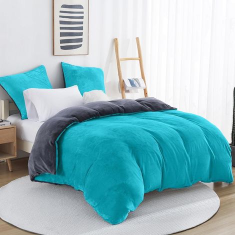 Bettwäsche-Set Flanell 200x200cm, warm & kuschelig, 2 Kissenbezüge 80x80cm, blau