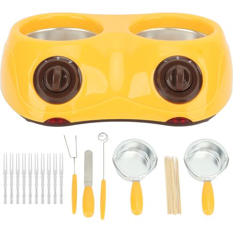 Fondoir à chocolat électrique à double cuve, appareil à fondue au chocolat, UE 220-240 V, jaune
