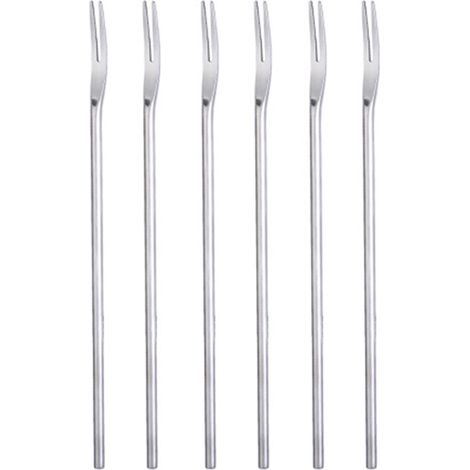 Fourchettes à desserts et fruits en acier inoxydable 30 cm (11,8 pouces), fourchettes à cocktail et à apéritif en acier inoxydable, lot de 6 (1/5)