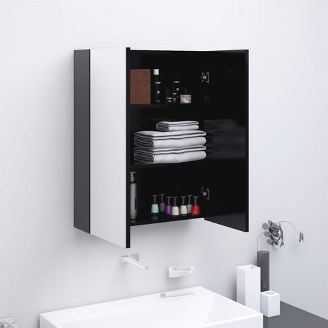 Armoire à miroir de salle de bain-Meuble de salle de bain 60x15x75 cm MDF Anthracite 742256 (1/5)