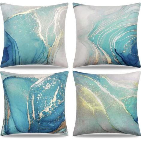 Lot de 4 Housses de Coussin Texture Marbre décoratives, Housses de coussin,45x45cm (1/5)