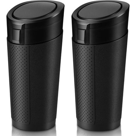 Cestino per auto con coperchio, set di 2 mini cestini a tenuta stagna, per veicoli, portabicchieri, auto, case, camere da letto e uffici (piccoli) (1/5)