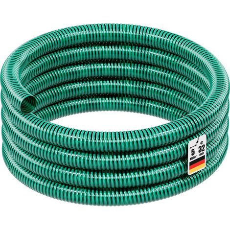 Tuyau d'aspiration souple 5 m – Ø 32 mm (1 1/4') – PVC renforcé – Pression élevée – Pour drainage et irrigation (1/5)