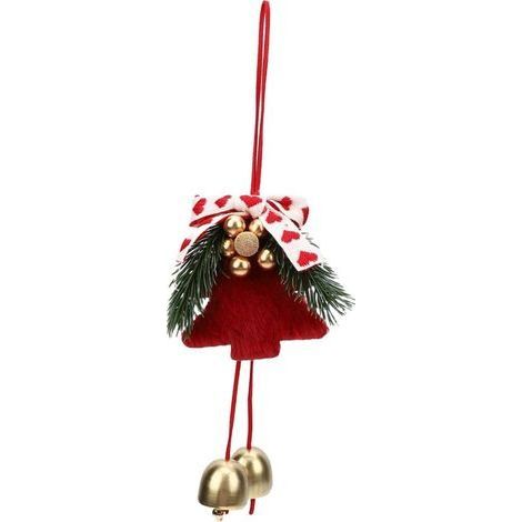 Hängender Weihnachtskranz mit Glöckchen – Dekoration für drinnen und draußen, z. B. für Fenster, Baum oder Tür – 1 Stück (1/5)