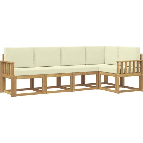 Set di divani da esterno con cuscino 5 pcs Bianco e Crema vidaXL