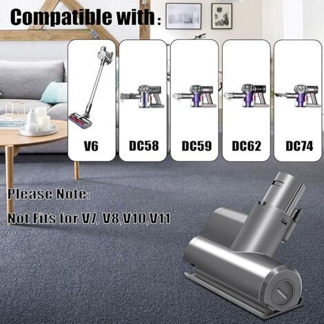 Italdos Brosse de matelas Mini Turbo motorisée compatible pour Dyson V6 DC58 DC59 DC62 Brosse pour canapé siège fauteuil élimine les bactéries et les allergènes (1/4)