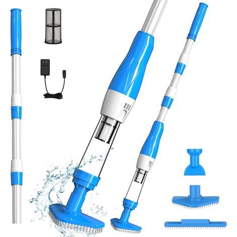 Aspirateur de Piscine sans Fil, Aspirateur pour Spa Rechargeable  3 en 1 Aspirateur Balai Piscine Hors Sol, Aspirateur à Main Électrique pour Spa, Jaccuzi, Petite Piscine, Bleu (1/5)