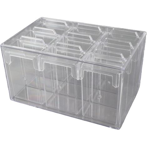 9-Grid Desktop Storage Box Drawer, Transparent PP Desktop Organizer, 12 x 10 x 18 cm, 9-Drawer Dustproof Design for Stationery (1/5)