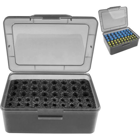 Boîte de Rangement pour 24 Piles AA et 30 AAA, Matériau Translucide Noir Organiseur Portable en Plastique, Boîtier de Batterie Résistant à L'humidité et à la Poussière, Dur étui pour Pile (1/5)