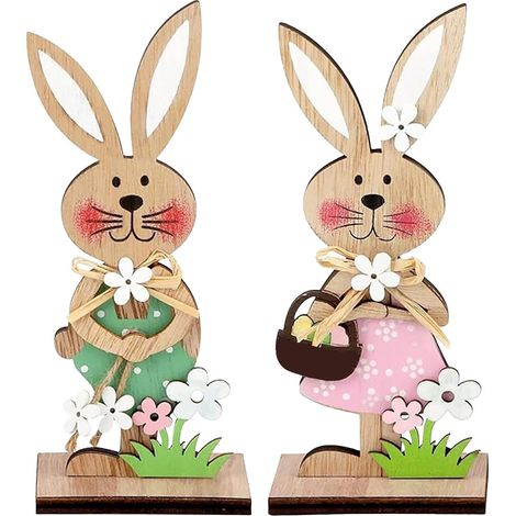 Ornement De Table En Bois - Décoration De Pâques - Pour Table À Manger Ou Table Basse - Lot De 1 Pièce (1/4)