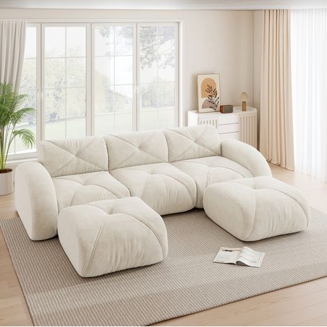 Canapé modulable chenille beige clair, sans armature OKMYHOME (1/5)