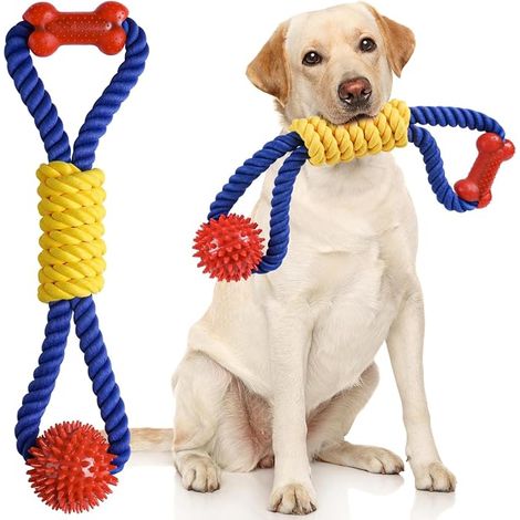 Dog Toy 43cm - Cotton Rope and Chew Ball Toy for Small and Medium Dogs, Dental Cleaning and Anti Boredom (1/5)