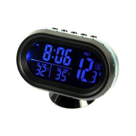Thermomètre de voiture numérique – Affichage température intérieure/extérieure – Jauge de tension – Grand écran LCD ajustable 180° (1/4)