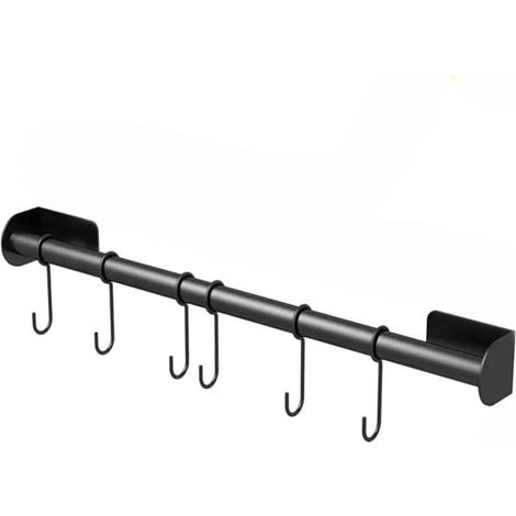 Rail mural en acier inoxydable avec 5 crochets, adapté pour ranger pelles et cuillères (40 cm) (1/3)