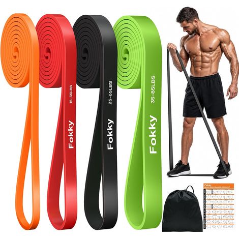 Fascia elastica per allenamento di forza con 4 diversi livelli di resistenza Fascia elastica sportiva con borsa per il trasporto, ideale per yoga, pilates, fitness e crossfit (1/5)