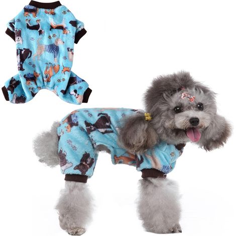 AGE Pyjama pour chien, 1 pièce doux pyjama pour chien mignon vêtements pour petits animaux de compagnie, lac bleu, XL (1/3)