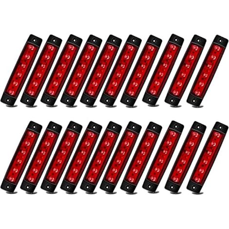 Biqing Feux de Gabarit, 24V Feu de Gabarit Remorque LED Arrière Avant Indicateur de Position en Lumière Imperméable pour Camion Remorque Camion Bus Bateau (Rouge) (1/4)