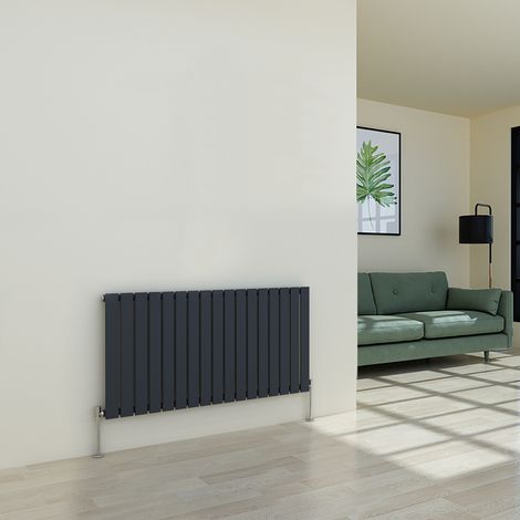 Warmehaus Flat Radiator Anthracite Horizontal Single 600x1156mm (1/5)