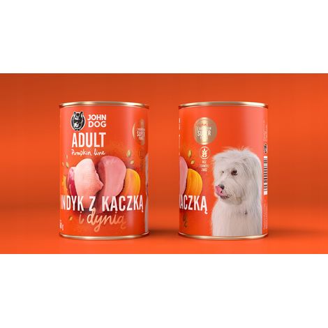Nourriture humide pour chien JOHN DOG PUMPKIN DINDE AVEC CANARD ET CITROUILLE 400 g (1/4)