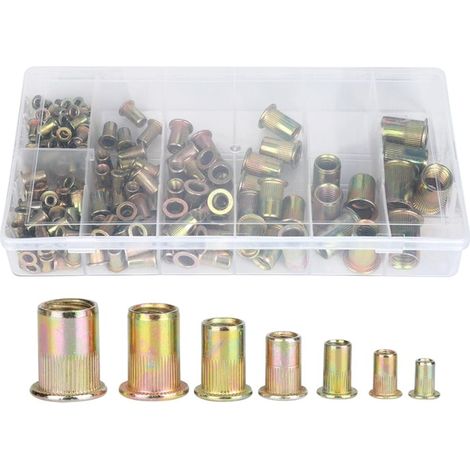 Rivete nut set, hardware fastener, hand tools, knurled copper alloy industrial accessory, 165 pieces (1/5)