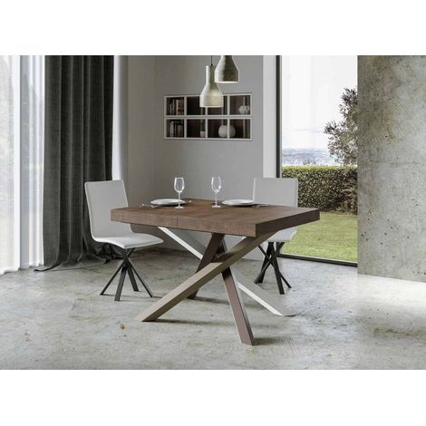 Table extensible 4 à 10 personnes bois foncé et pieds entrelacés 4 couleurs L 130 à 234 cm Artemis (1/5)