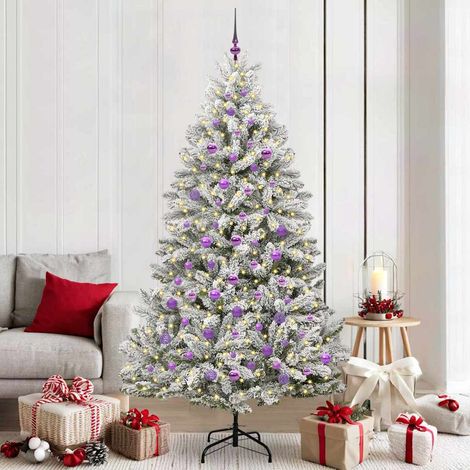 Künstlicher Weihnachtsbaum Grün und Weiß 210 cm PVC und Metall