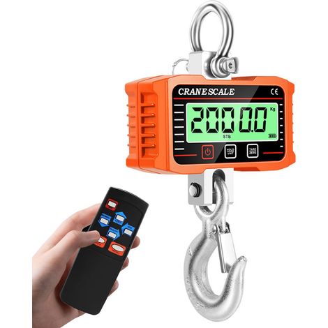 Crane Scales 2000 kg / 4400 lbs, Digital Hanging Scales Electronic Pull Scales with Remote Control & Precise Sensor & LCD Display & Hook, Industrial Hanging Scales for Farm, Factory, Construction, KG (1/5)