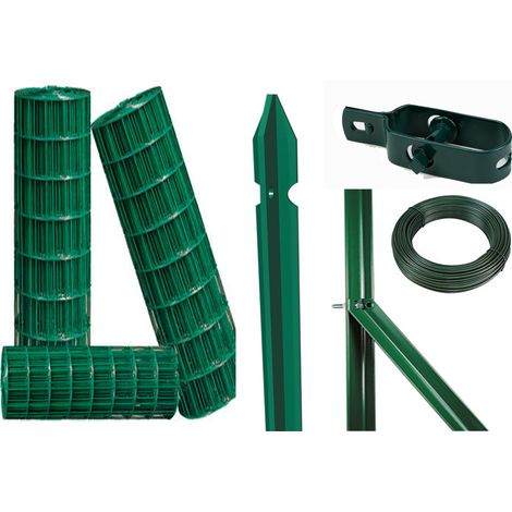 1KIT KIT RECINZIONE METALLICA DA 25MT CM 125 H MAGLIA 75X50 PALETTI DA CEMENTARE (1/2)