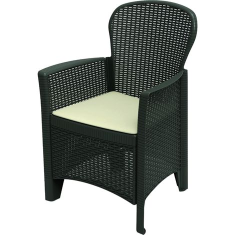 Sedia da esterno Como, Seduta da giardino, Poltrona outdoor effetto rattan, 100 % Made in Italy, 59x57h85 cm, Antracite