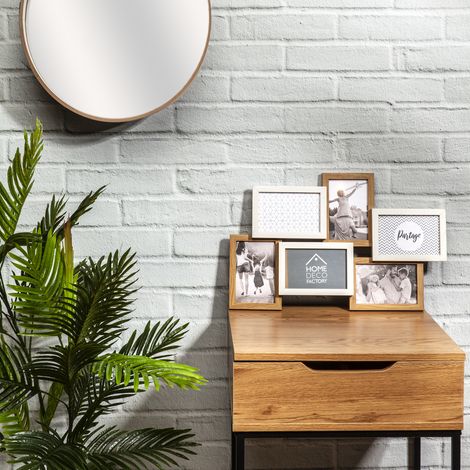 The Home Deco Factory – Pêle-mêle photos 10 x 15 cm – Cadre en bois MDF blanc – Pour 6 photos – Dimensions 49 x 31,5 cm – Décoration murale scandinave (1/5)