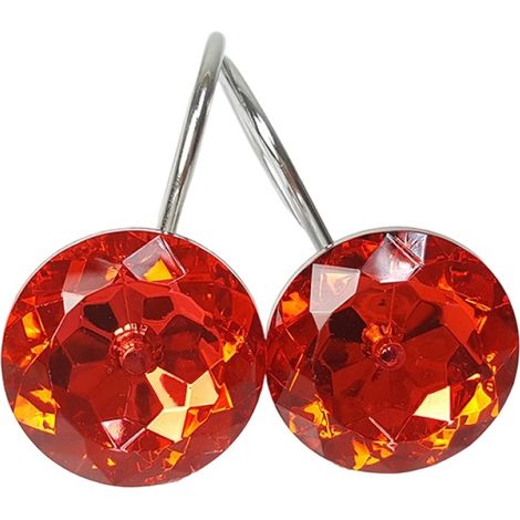 Crochet Rideau Douche - Acier Chromé - Strass Acrylique - Pour Tringle 8 à 30 mm - Lot de 12 (1/5)