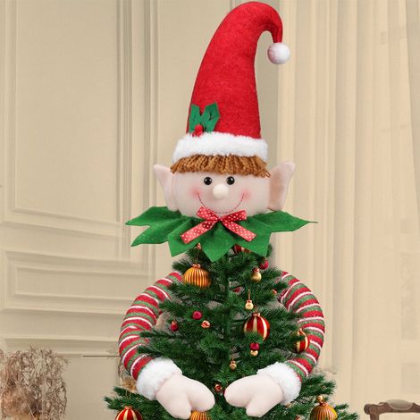 Chapeau De Père Noël - Décor De Sommet D'Arbre De Noël - Pour Arbre Intérieur Extérieur Fenêtre - 117 X 38 X 34 Cm - 1 Pièce (1/4)