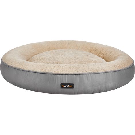 Panier pour Chien Rond, Lit Chat Donuts, Diamètre 80 cm, Gris Clair (1/5)
