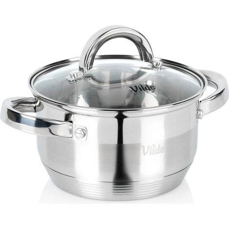 Stainless Steel Pot with Glass Lid, 1.75L, 16cm (1/5)