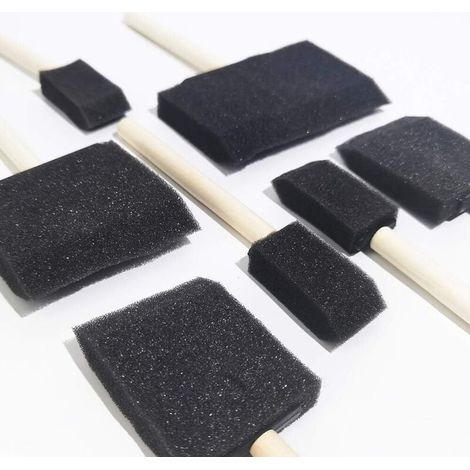 Pinceaux Mousses,20 pcs Outil d'éponge de Peinture Mousse éponge pinceaux Brosse en Mousse avec Manche en Bois,pour Vernis, Acrylique, Artisanat (1/3)