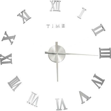 Horloge murale 3D, design moderne, argentée, 100 cm XXL (1/5)