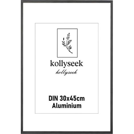 Bilderrahmen Aluminium schwarz 30x45cm Acrylglas modern Rahmen Passepartout (1/5)
