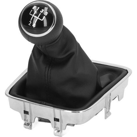 Manchette de levier de vitesse 5 vitesses, kit gaine en cuir PVC noir, durable, habillage de pommeau, protecteur de soufflet de transmission, accessoire auto. (1/5)