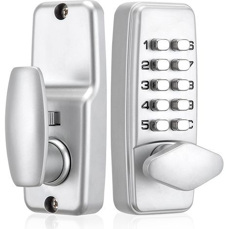 Digital code door lock - Chrome - Waterproof - Combination lock button - Keyless - Silver (1/5)