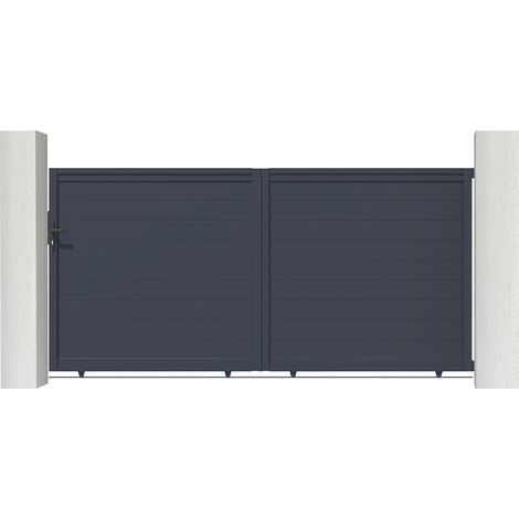Casanoov – Portail aluminium coulissant 298x163cm – Occultation totale – Aluminium gris anthracite RAL 7016 – Installation facile en kit (1/4)
