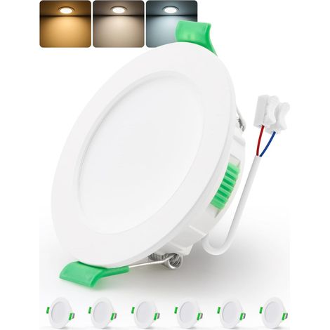 Spot LED Encastrable Salle de Bain IP44, Trou 55mm - 68mm, 230V, 4W, Blanc Chaud/Neutre/Froid, Spots de Plafond Extra Plat pour Cuisine Chambre Salon, Lot de 6