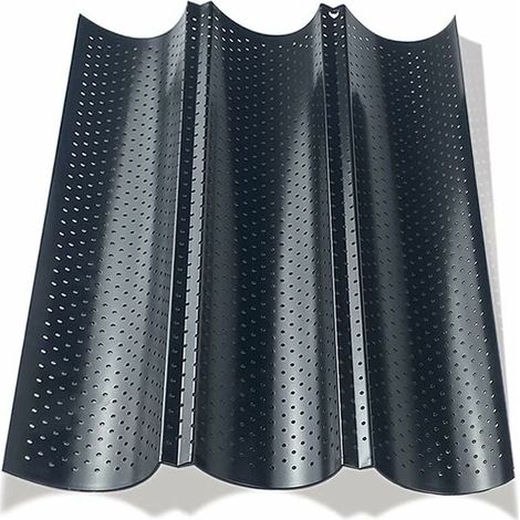 Perforated bread pan for 3 baguettes – Even baking – Crispy crust – Dishwasher safe – Dimensions 38 x 24.5 x 2.4 cm (1/5)